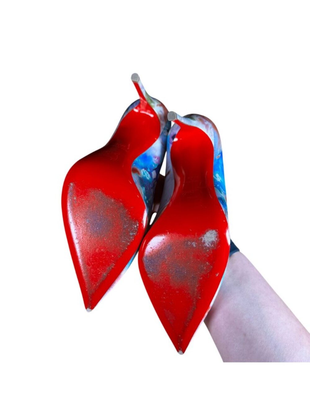 Christian Louboutin Hot Chick 100 Tissu Fresque Rodeo Pointed Pumps Size EU 37.5 - Picture 3 of 12